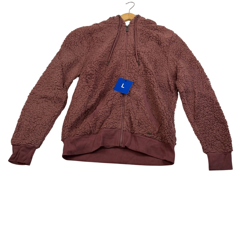 Marc New York Andrew Marc Womens Large Mauve Sherpa Fleece Full Zip Hoodie